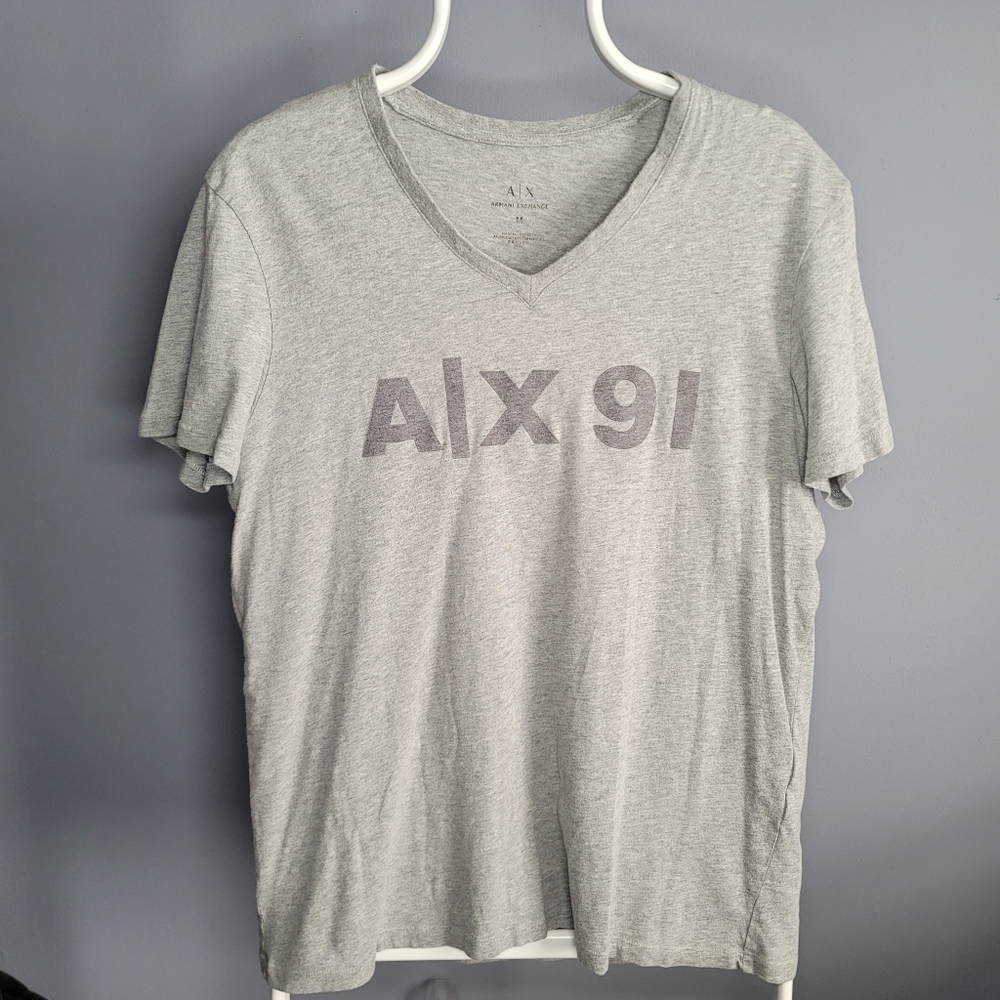 Mens Armani Exchange V-Neck Shirt-Gray,MEDIUM